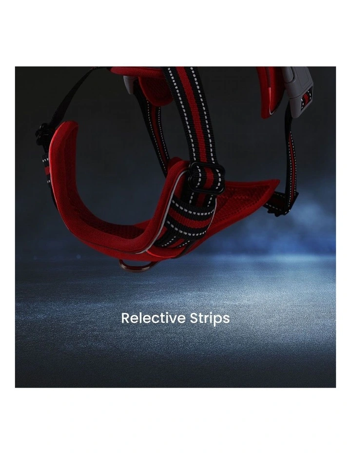 No Pull Dog Reflective Harness Vest Adjustable XL in Red image 5