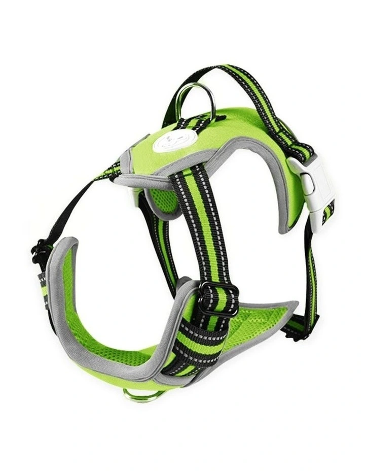 No Pull Dog Reflective Harness Vest Adjustable Extra Large Size in Green image 1