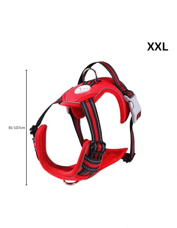 No Pull Dog Reflective Harness Vest Adjustable Belts XL Size in Red image 7