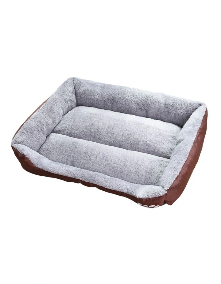 Floofi Warm Soft Square Washable Calming Comfy Pet Bed XL In Coffee MYER