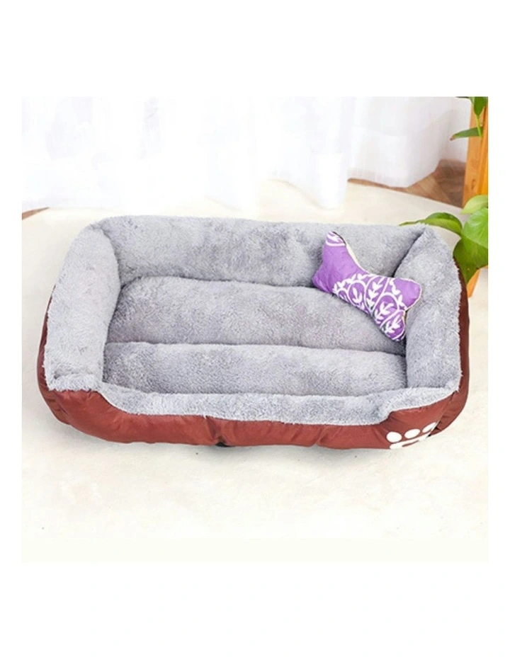 Floofi Warm Soft Square Washable Calming Comfy Pet Bed XL In Coffee MYER