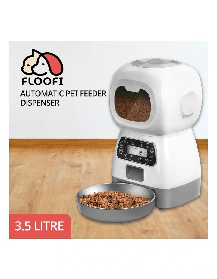 Floofi Automatic Pet Self Feeding Bowl 3.5L In White MYER