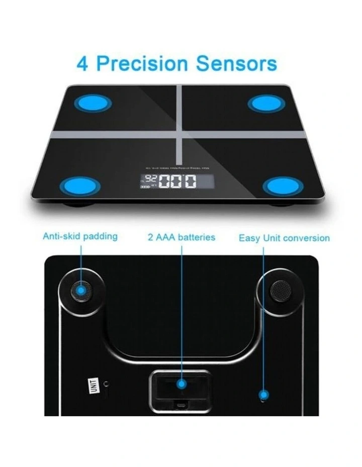 VERPEAK Electronic Glass Digital Body Fat Gym Weight Scale 180kg In