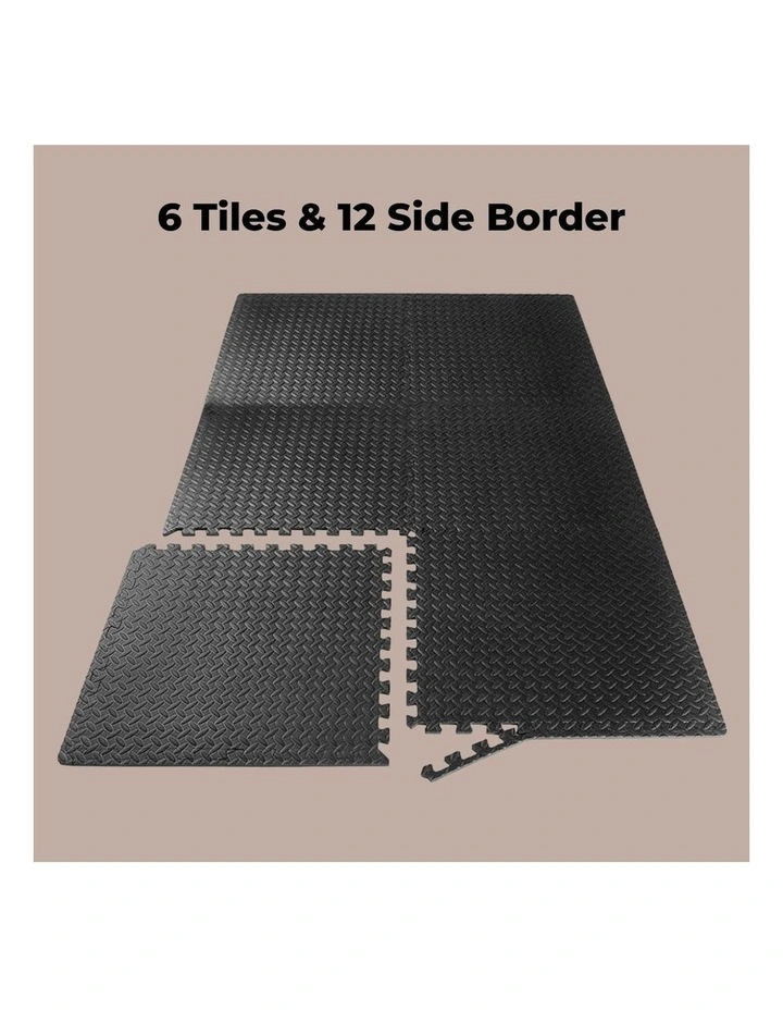 VERPEAK Puzzle Gym Mat EVA Interlocking Foam Tiles With Border In Black
