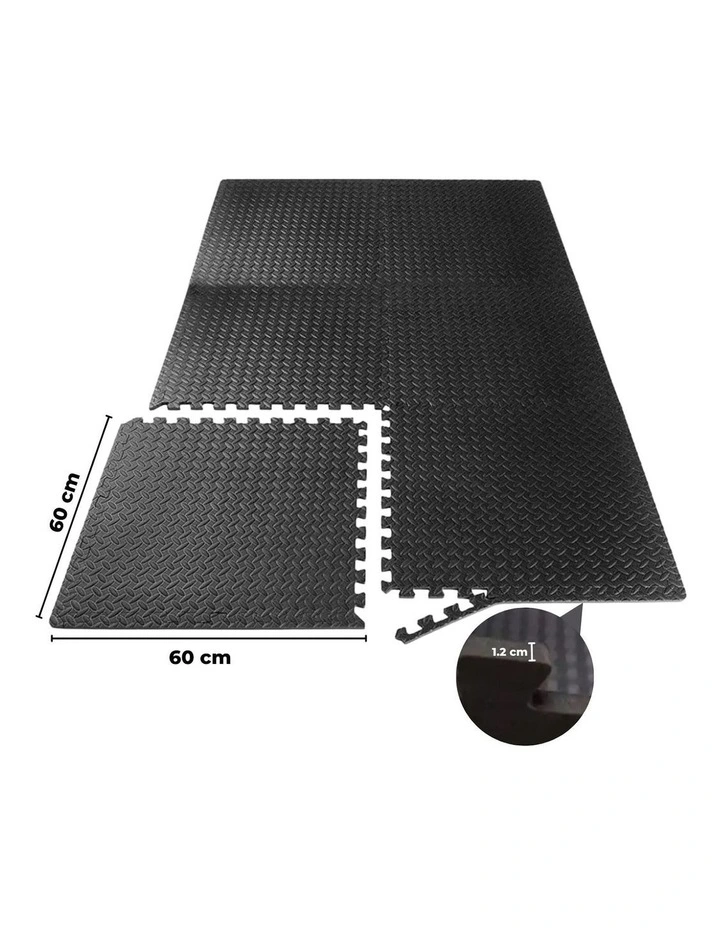 VERPEAK Puzzle Gym Mat EVA Interlocking Foam Tiles With Border In Black