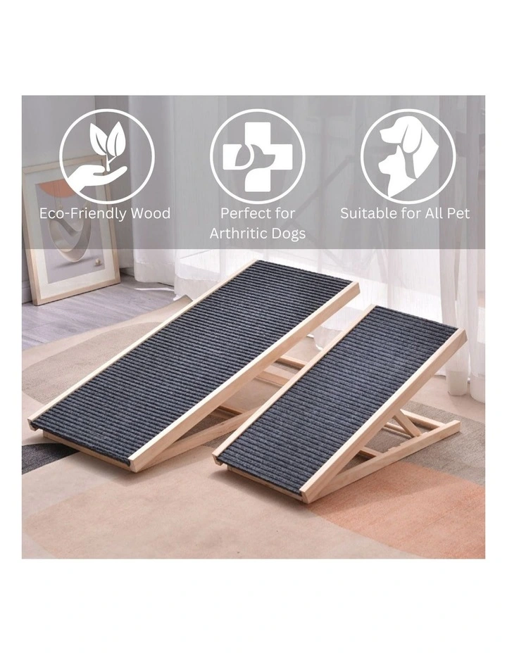 Wooden Adjustable Height Pet Ramp Sofa Stairs 100x45x9.5cm in Multi image 3