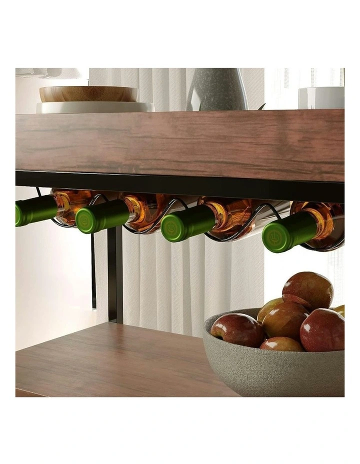 Ekkio 3 Tiers Kitchen Serving Wine Cart Trolley With Wine Rack In