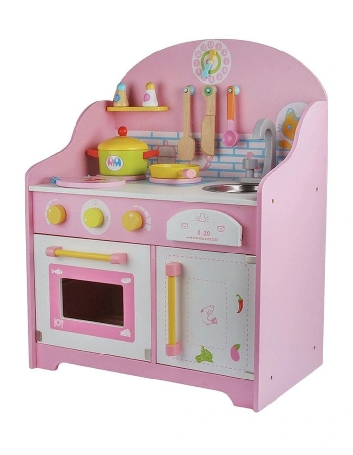 Ekkio Wooden Kitchen Playset With Clock MYER