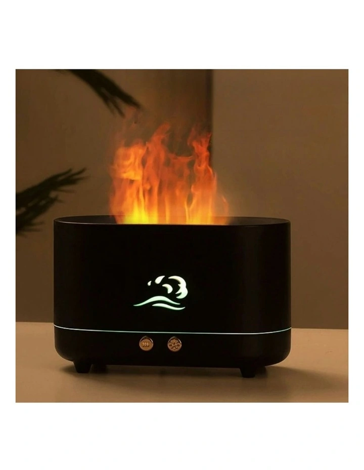 Flame Humidifier Wind Essential Oil Diffuser Aromatherapy 225ml in Black image 3