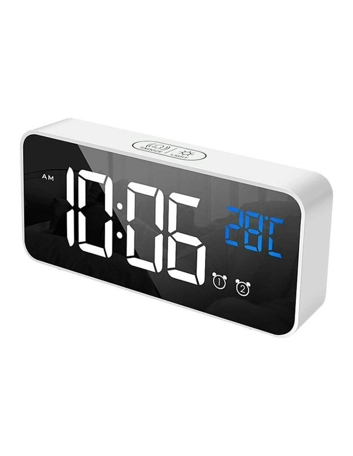 GOMINIMO Digital Clock Mirrored Dual Alarm in White MYER