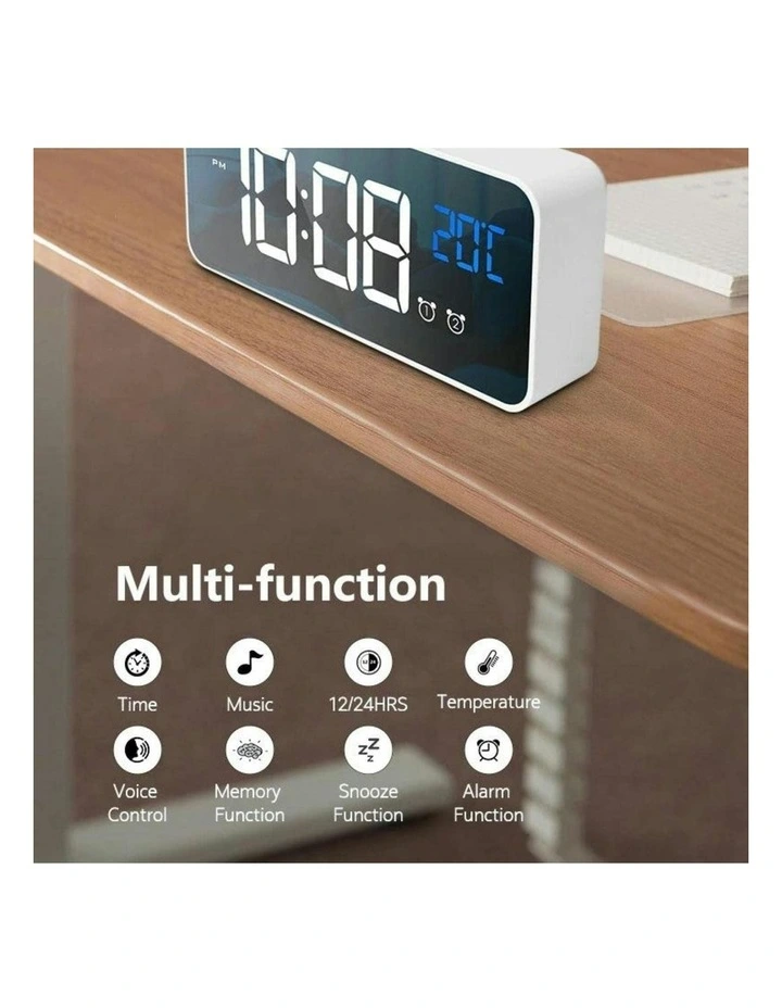 GOMINIMO Digital Clock Mirrored Dual Alarm In White MYER