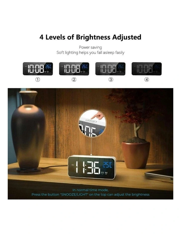 GOMINIMO Digital Clock Mirrored Dual Alarm in White MYER