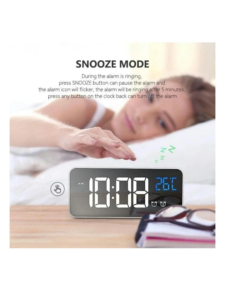 GOMINIMO Digital Clock Mirrored Dual Alarm in White MYER