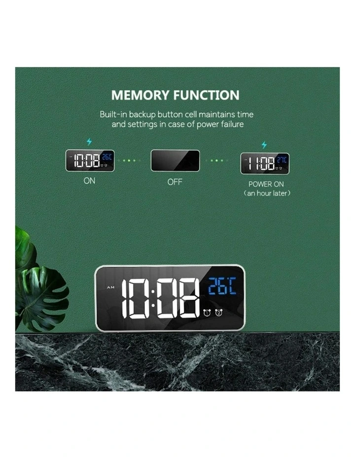 GOMINIMO Digital Clock Mirrored Dual Alarm in White MYER