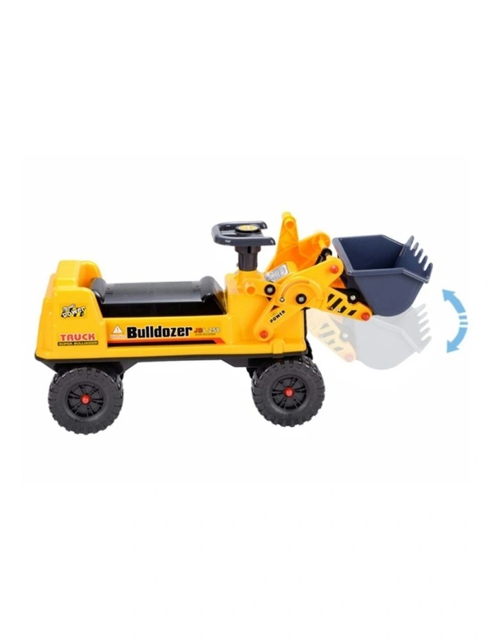 GOMINIMO Ride On Bulldozer Digger Tractor Excavator Toy Car with Helmet