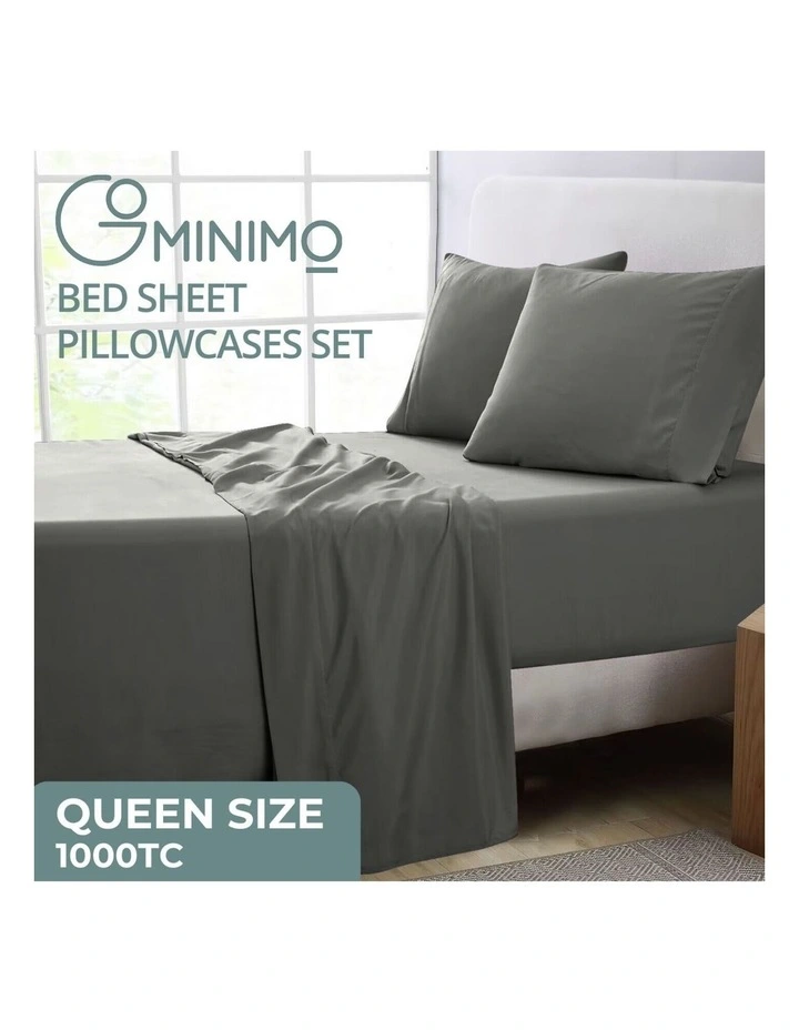 GOMINIMO Bed Sheet Set Queen 4 Piece In Grey MYER