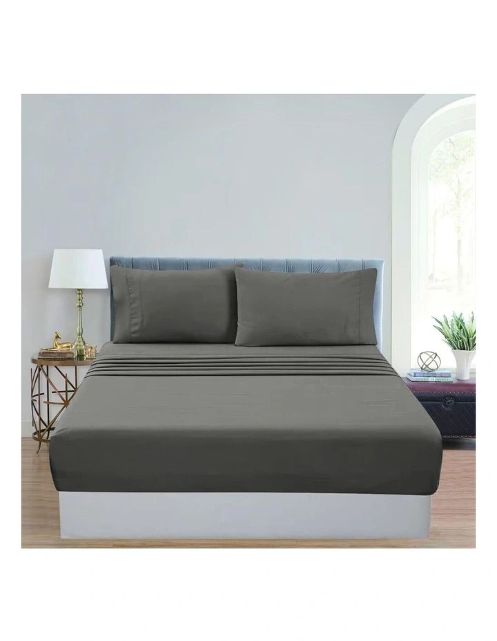 GOMINIMO Bed Sheet Set Queen 4 Piece In Grey MYER