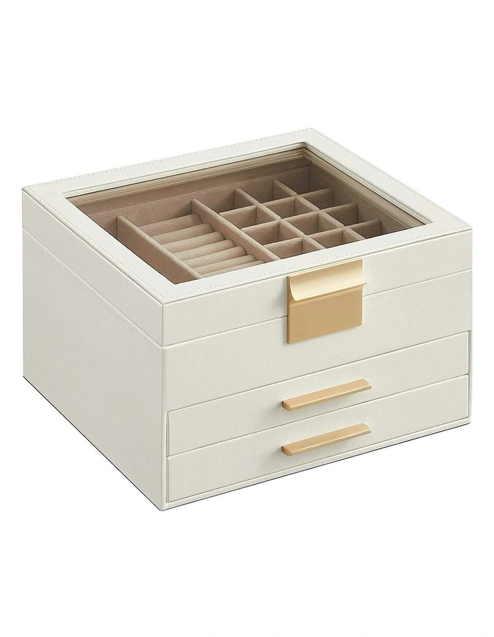 Songmics Jewelry Box 3Layer With 2 Drawers In Cloud White MYER