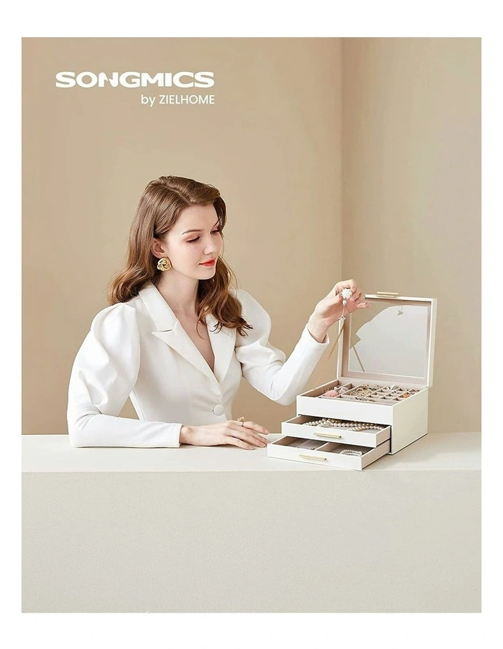 Songmics Jewelry Box 3Layer With 2 Drawers In Cloud White MYER