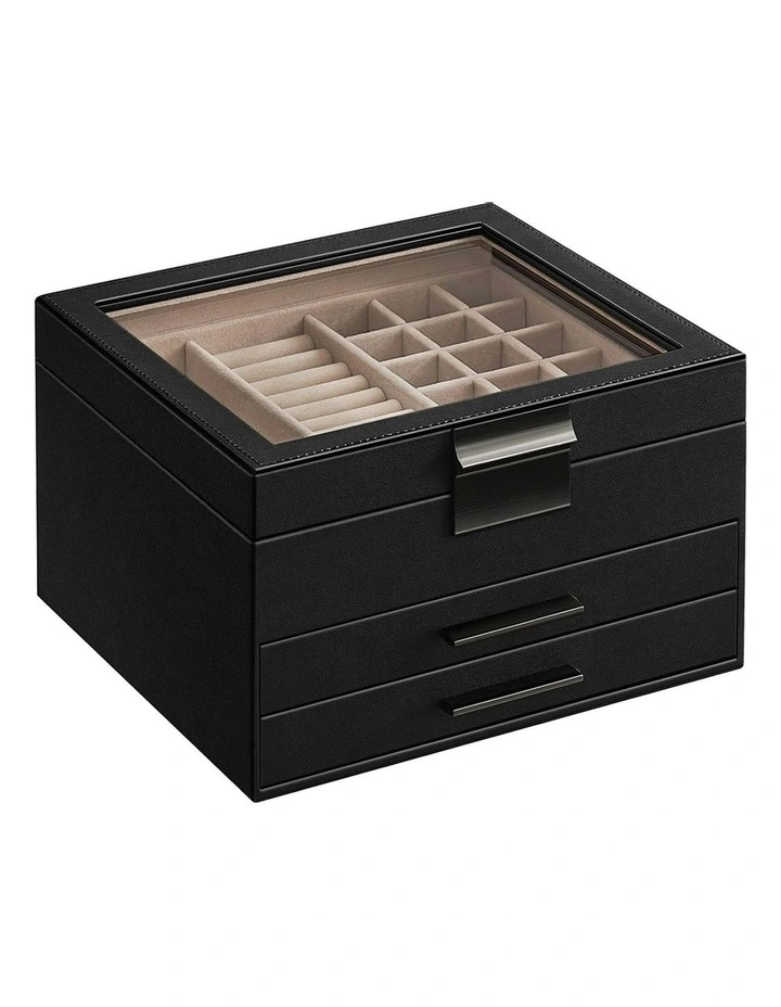 Songmics 3Layer With 2 Drawers Graphite Jewelry Box In Black MYER