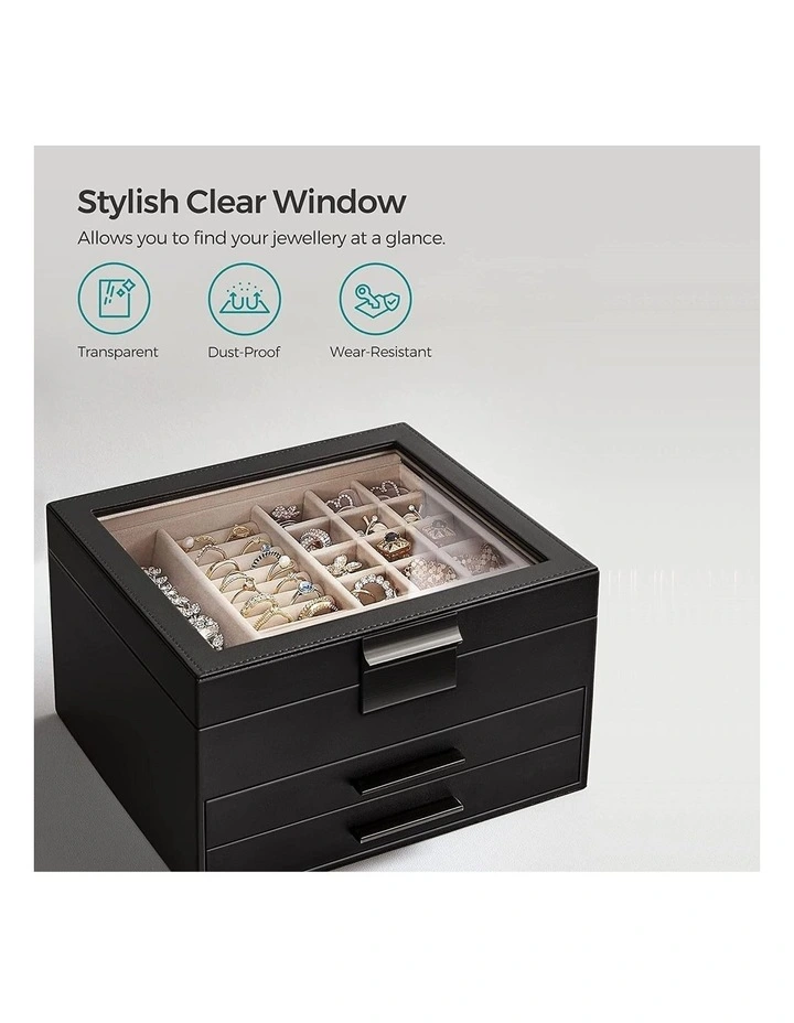 Songmics 3Layer With 2 Drawers Graphite Jewelry Box In Black MYER