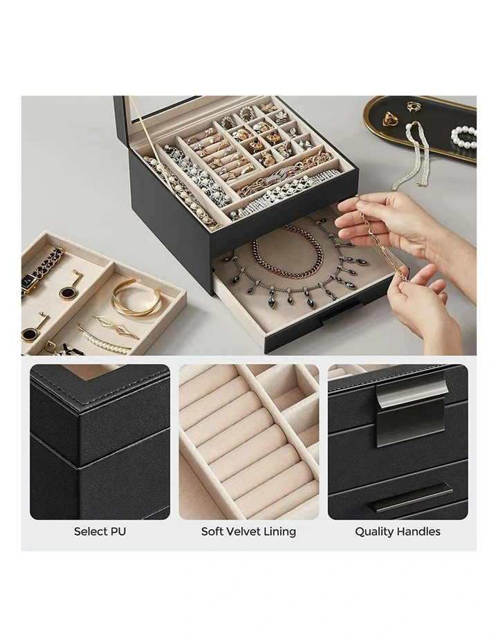 Songmics 3Layer With 2 Drawers Graphite Jewelry Box In Black MYER