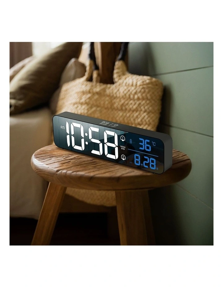GOMINIMO Digital Bedside Snooze Alarm Clock Time Temperature Day/Night Desktop MYER