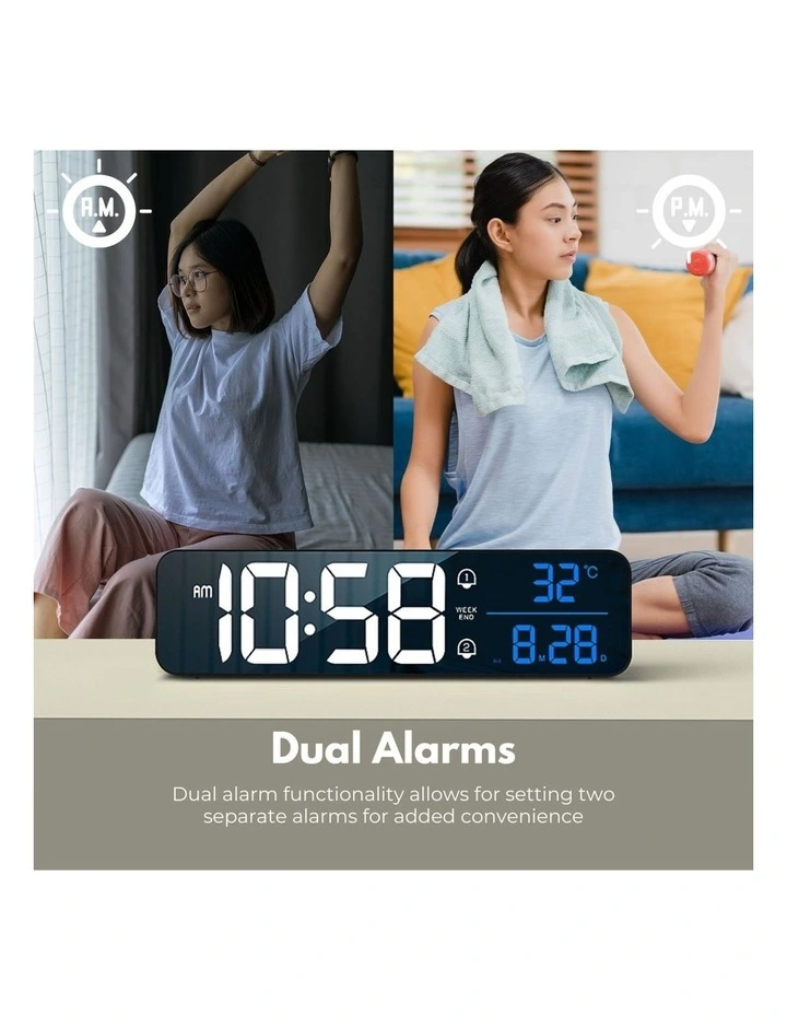 GOMINIMO Digital Bedside Snooze Alarm Clock Time Temperature Day/Night