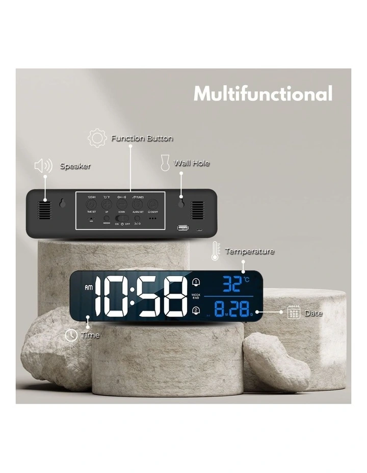 GOMINIMO Digital Bedside Snooze Alarm Clock Time Temperature Day/Night