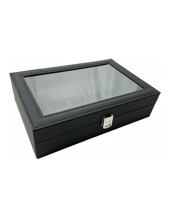GOMINIMO 12 Slot Watch Box With Transparent Window Display In Black MYER