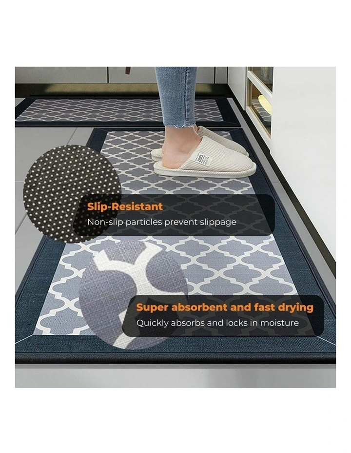 GOMINIMO Non Slip Absorbent Kitchen Floor Mat 80cm And 120cm 2 Pieces