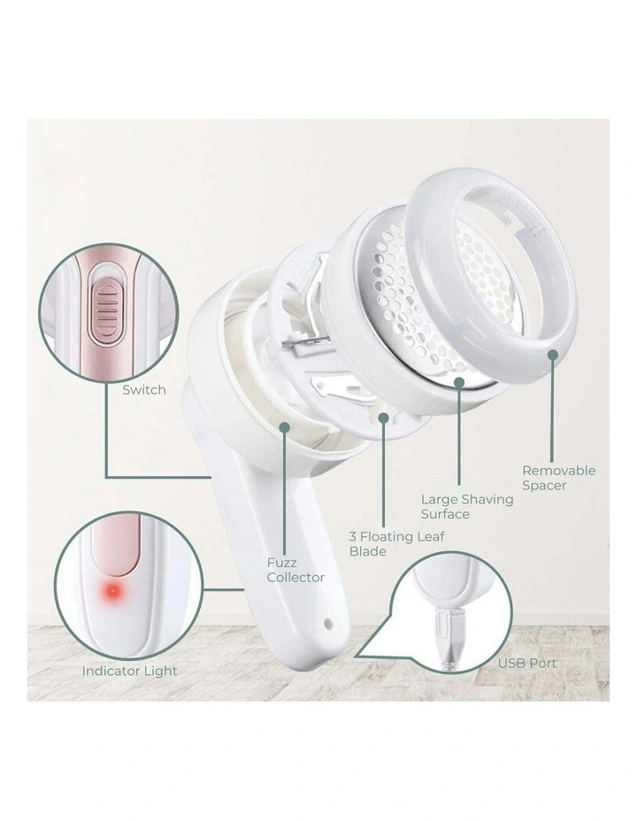 GOMINIMO Electric USB Rechargeable Lint Remover Cordless Clothes Fabric Shaver in White MYER