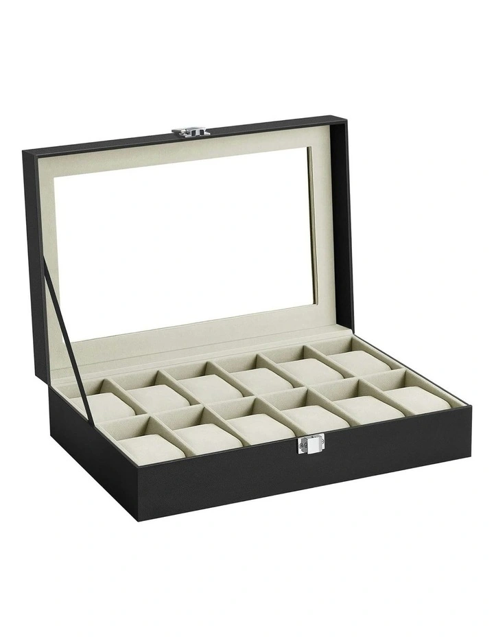 Songmics Slots Watch Box With Glass Lid Removable Watch Pillows In