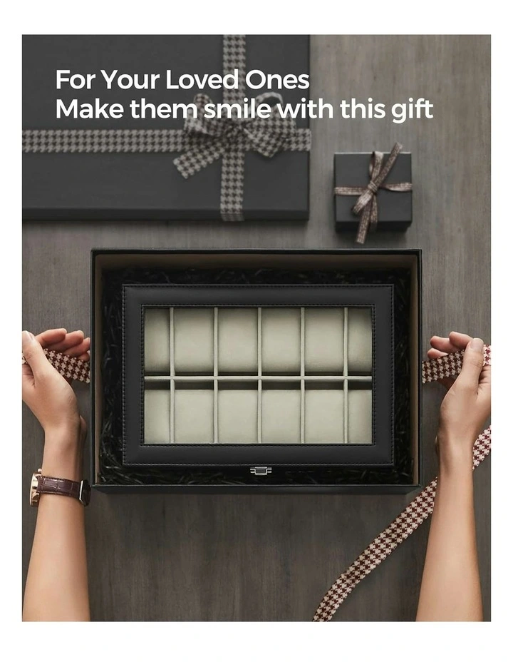 Songmics Slots Watch Box With Glass Lid Removable Watch Pillows In