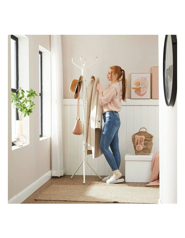 Songmics Metal Coat Rack Tall Hall Tree 182cm In White MYER