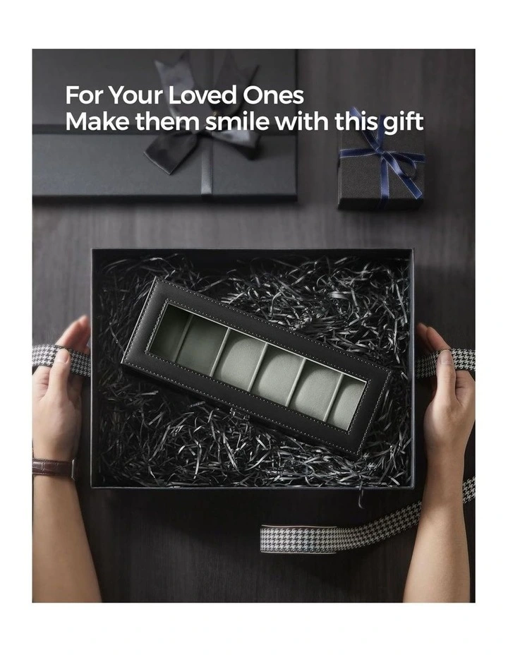 Songmics 6 Slot Watch Box With Glass Lid Removable Watch Pillows Case