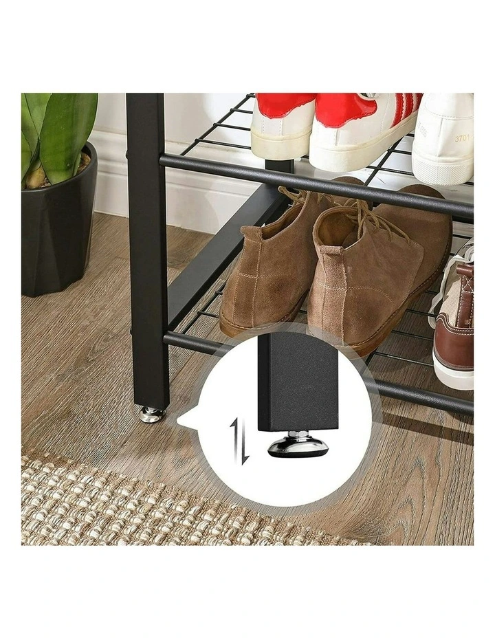 VASAGLE Coat Rack Stand With Bench 183cm In Greige And Black MYER
