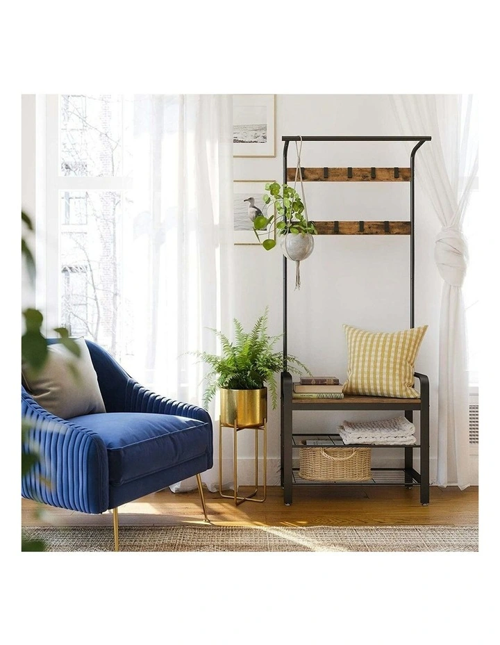 VASAGLE Rack Stand 183 Cm In Rustic Brown And Black Coat MYER