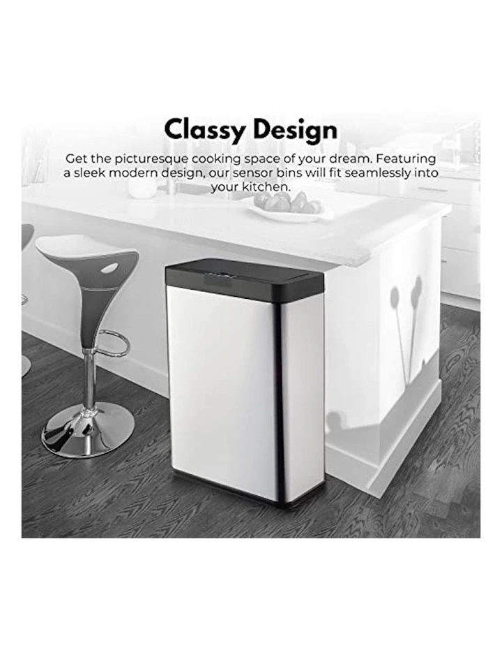 MiraKlass Motion Sensor Rubbish Bin 70L in Silver MYER