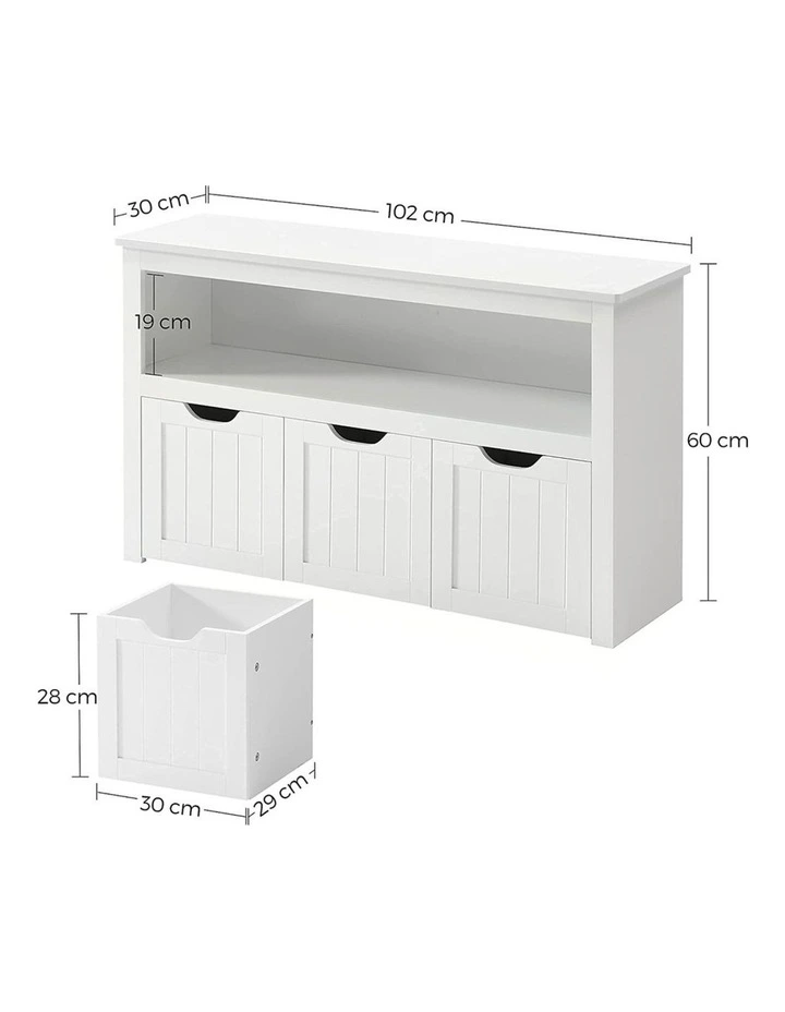 Storage Cabinet With Shelf 3 Drawers in White image 7
