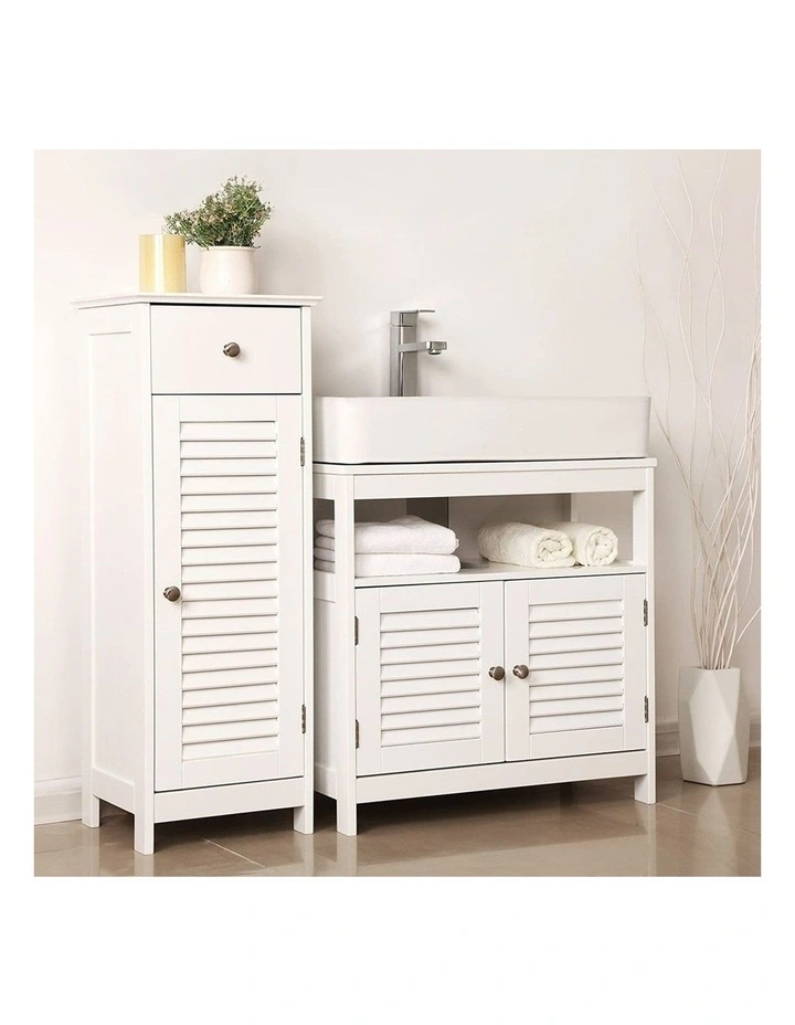 Under Sink Cabinet with 2 Doors in White image 3