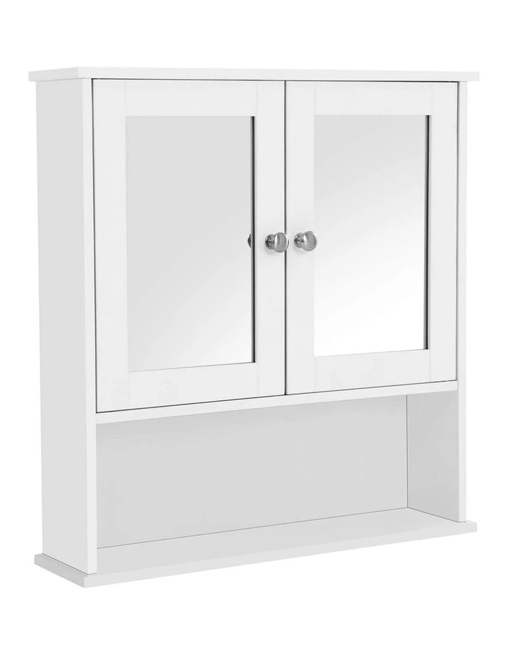 Wall Cabinet with 2 Mirror Doors in White image 1