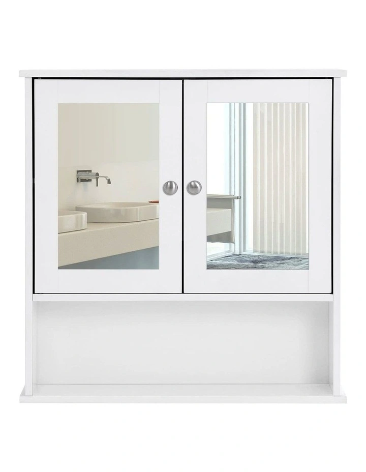 Wall Cabinet with 2 Mirror Doors in White image 5