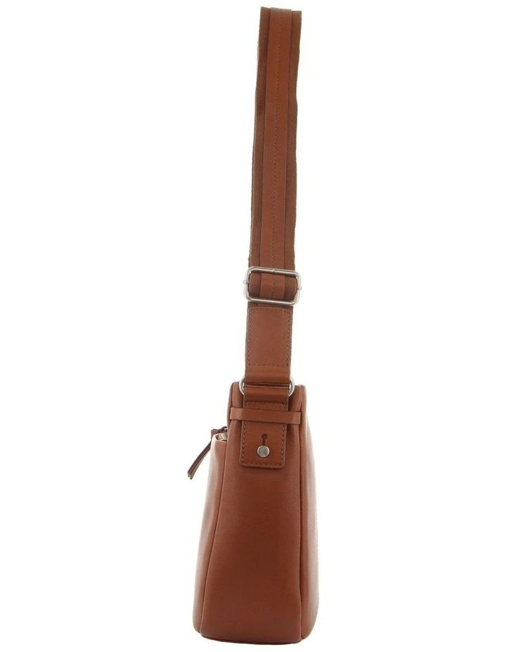 Leather Cross-Body Handbag in Tan image 3