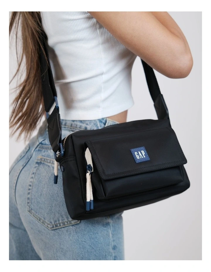 Nylon Travel Cross-Body Bag in Black image 2