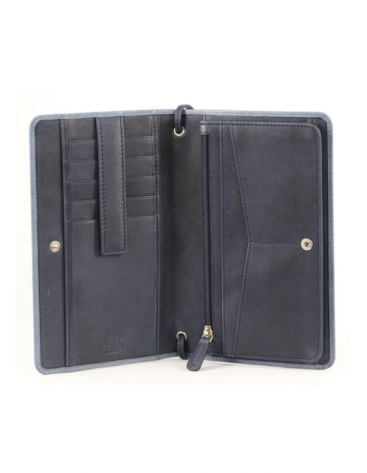 Leather Wallet/Organiser Bag in Light Blue image 3