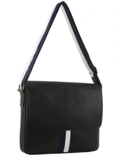 Leather Cross-Body Laptop Bag in Black