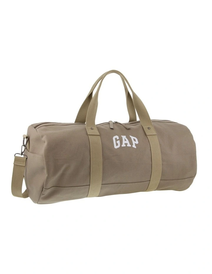 Canvas Overnighter/Barrell Bag in Khaki image 1