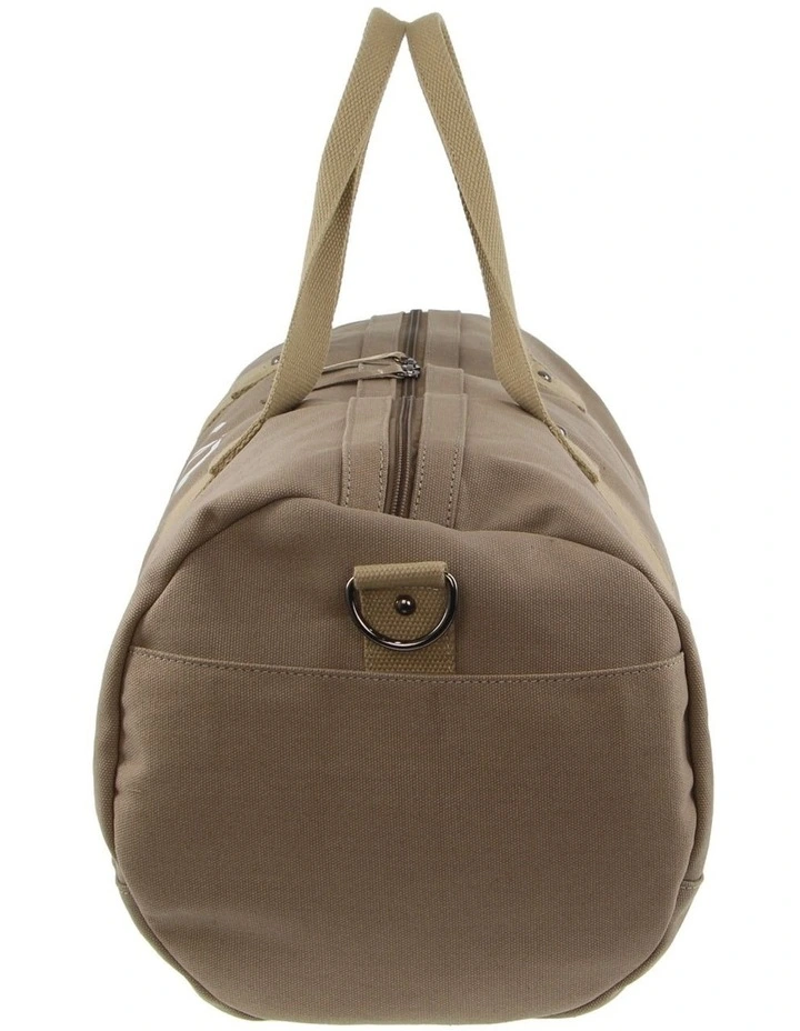 Canvas Overnighter/Barrell Bag in Khaki image 3