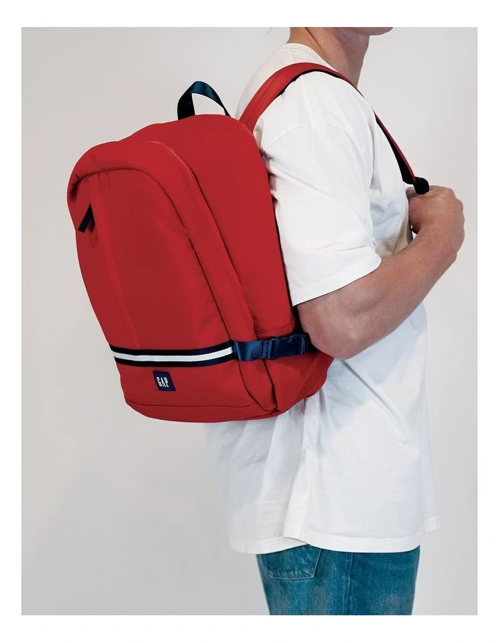 Nylon Travel Backpack in Red image 2